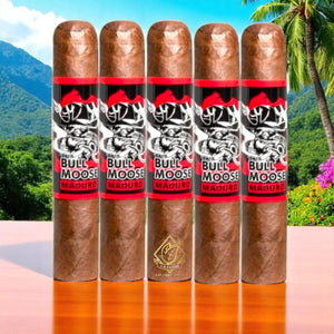 Chillin Moose Bull Moose Maduro Gigante XL (6×70)-Sampler of 5